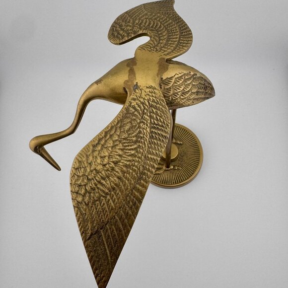 MCM Set Of 2 Heron Crane Egret Mid Century Modern Solid Brass Vintage 1970s - Picture 8 of 12